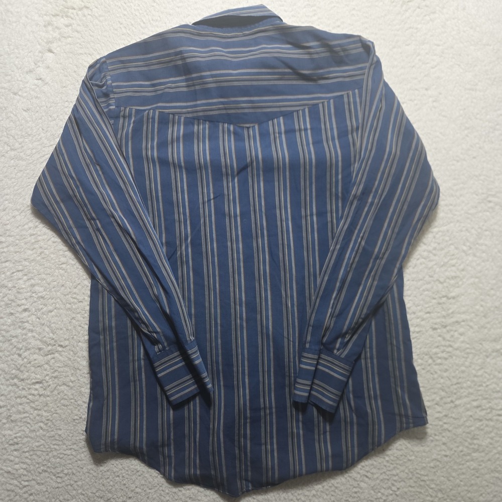 Vintage Plains Mens Medium Pearl Snap Western Shirt Striped Long Sleeve - Picture 5 of 6